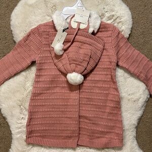 Girls’ Sweater Coat And Hat 5/6